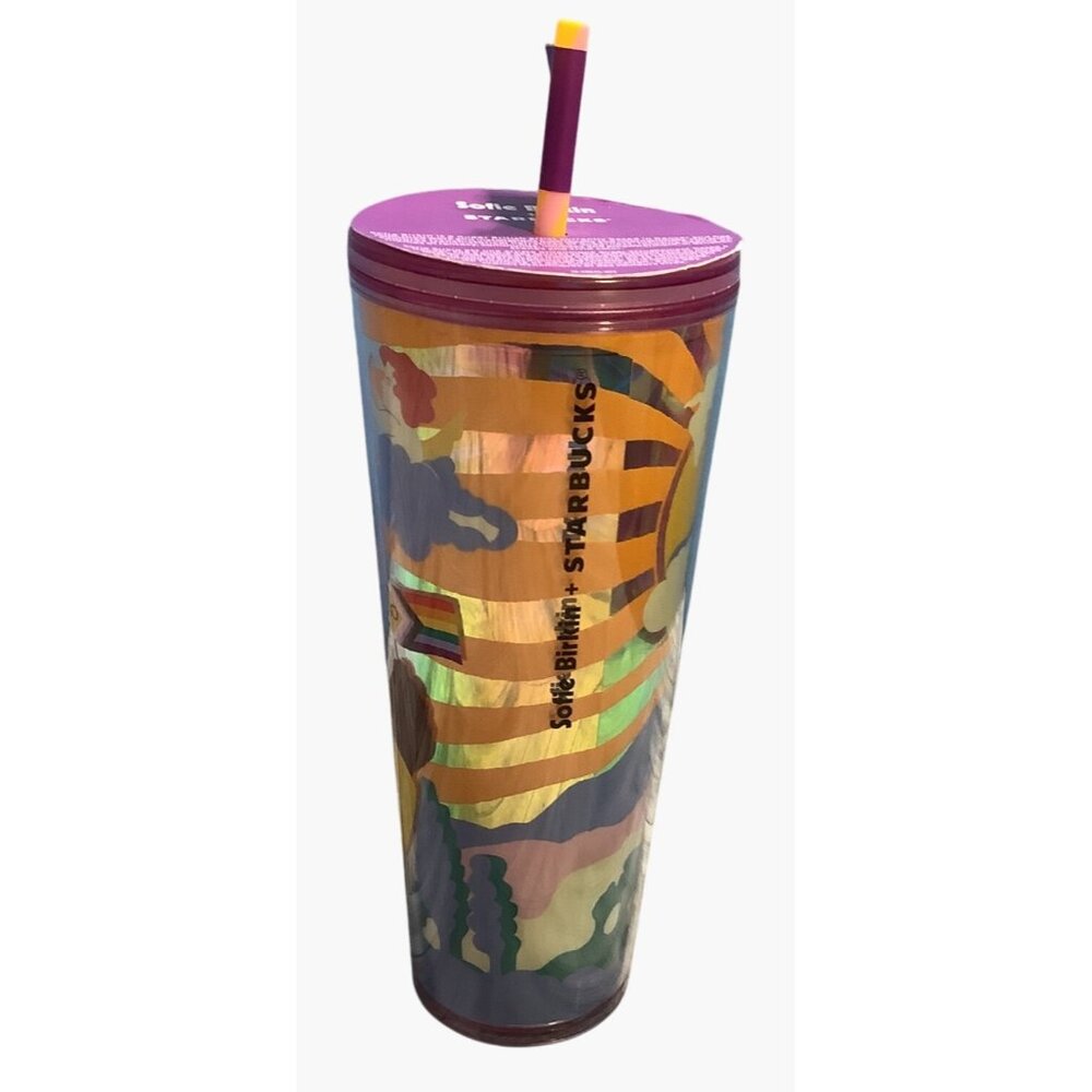 Starbucks Sofie Birkin Tumbler 2024 Colorful Cup Lid & Straw  24 Oz - Picture 4 of 6